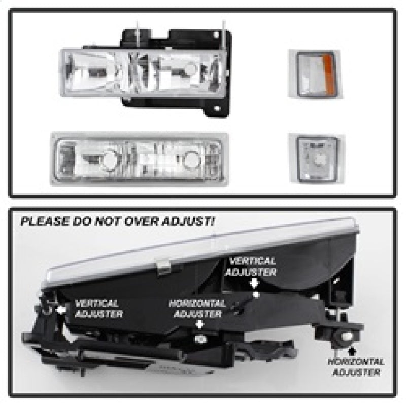 SPYDER 5069535 FITS:xTune Chevy Suburban 94-98 Headlights w/ Corner & Parking Lights 8pcs Chrome HD-JH-CCK88-AM-C-SET Headlights