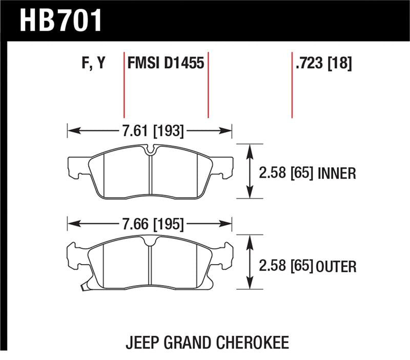 Hawk Performance HB701Y.723 FITS:Hawk 11-12 Dodge Durango / 11-12 Jeep Grand Cherokee LTS Front Street Brake Pads Brake Pads OE