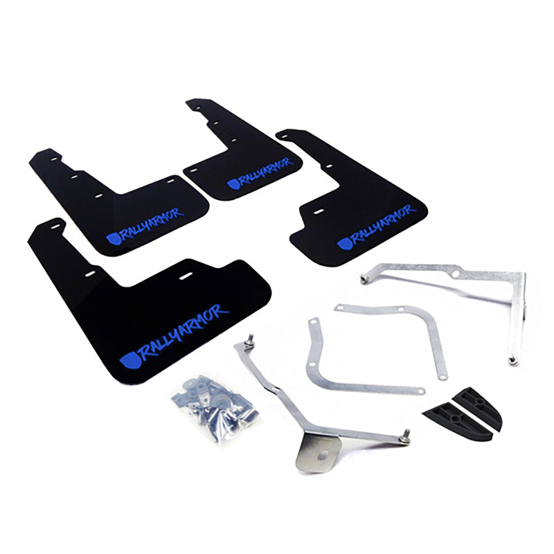 Rally Armor MF32-UR-BLK/BL-X FITS: 15-21 Subaru WRX/STI Black Mud Flap Blue Altered Font Logo Mud Flaps
