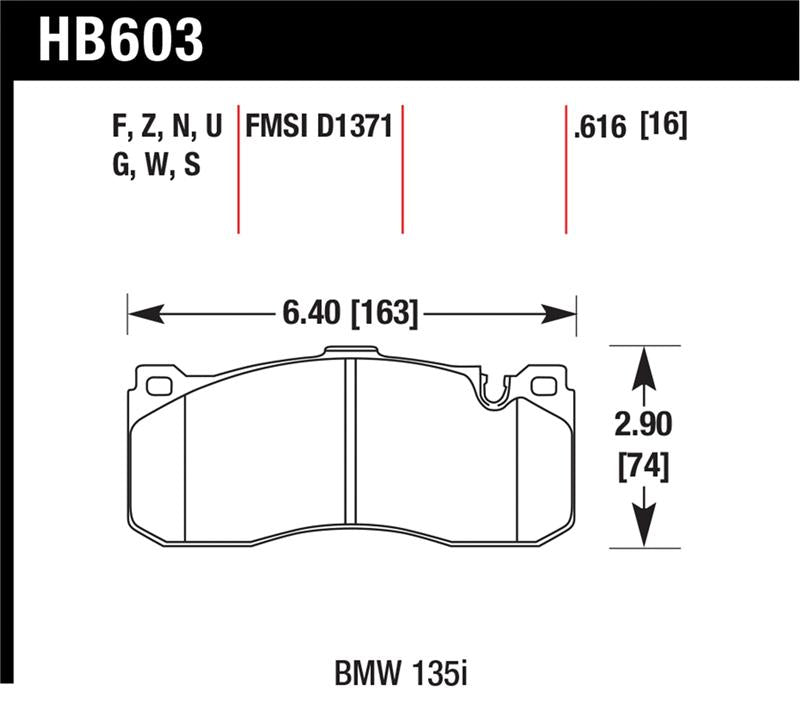 Hawk Performance HB603S.616 FITS:Hawk BMW 135i HT-10 Race Front Brake Pads Brake Pads Racing