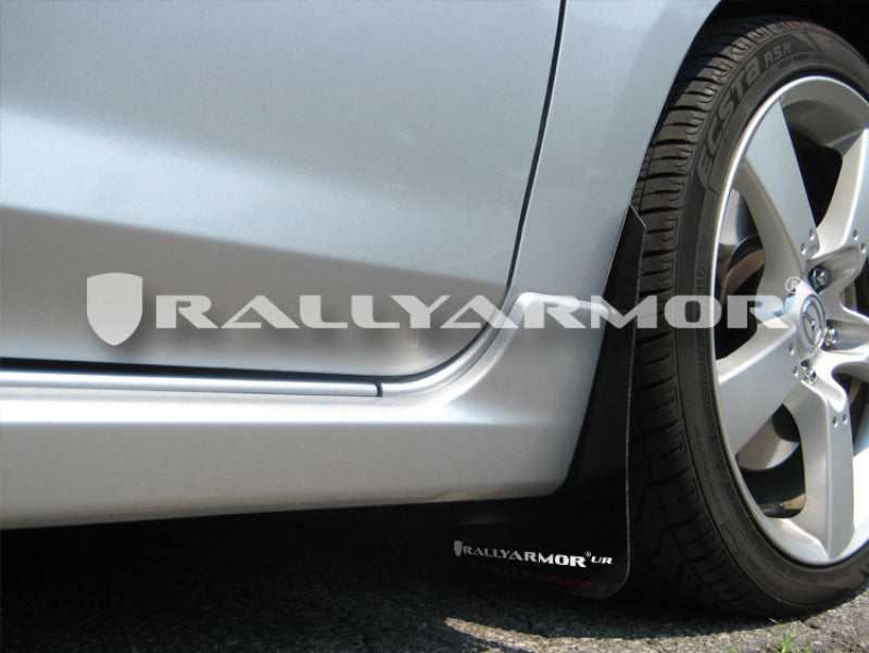 Rally Armor MF9-UR-BLK/WH FITS: 04-09 Mazda3/Speed3 Black UR Mud Flap w/ White Logo Mud Flaps