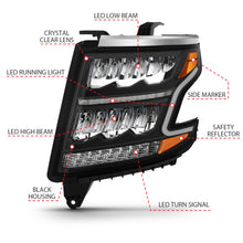 Load image into Gallery viewer, ANZO 111478 FITS: 15-20 Chevy Tahoe/Suburban LED Light Bar Style Headlights Black w/Sequential w/DRL w/Amber Headlights