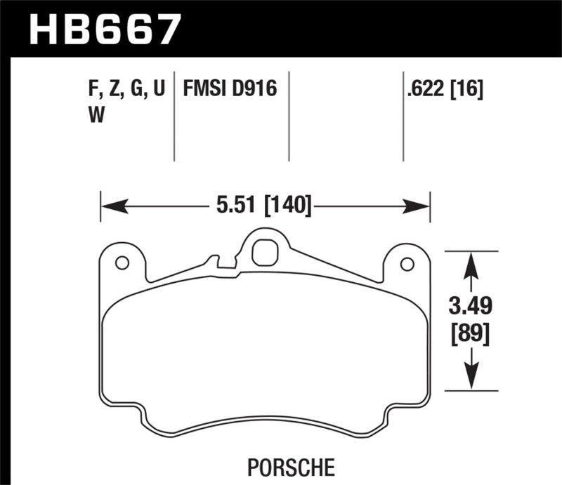 Hawk Performance HB667Z.622 FITS: Hawk 02-05 Porsche 911 Carrera 4 Turbo Look/Carrera 4S Front Street Performance Ceramic Brake Pads Brake Pads Performance