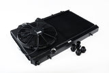 CSF 7075B FITS: 96-07 Mitsubishi Evo 4/5/6/7/8/9 Full-Slim Radiator w/12in Fan & Shroud/-16AN Black Radiators