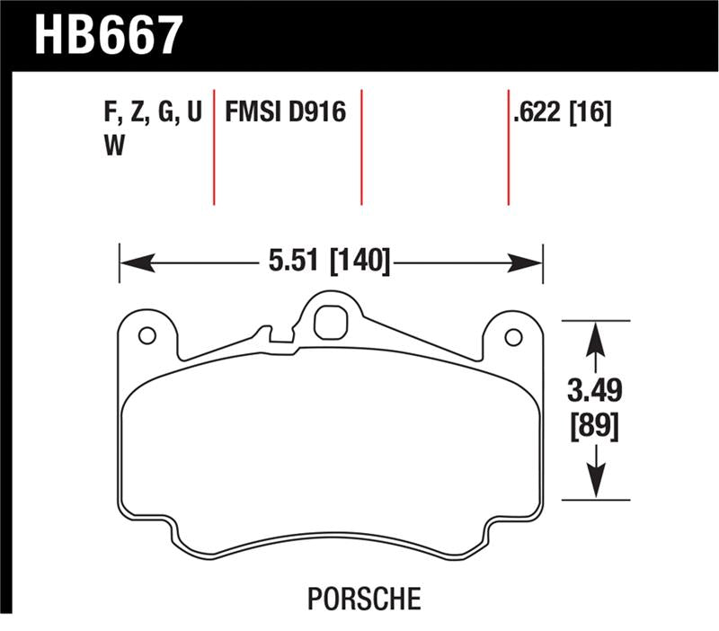 Hawk Performance HB667F.622 FITS:Hawk 02-05 Porsche 911 Carrera 4 Turbo Look/Carrera 4S Front HPS Street Brake Pads Brake Pads Performance