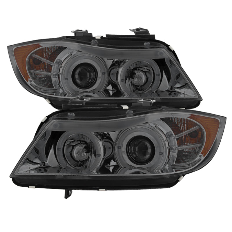 SPYDER 5009029 FITS: BMW E90 3-Series 06-08 (4 dr) Proj LED Halo Amber Reflctr Rplc Bulb Smke PRO-YD-BMWE9005-AM-S Headlights