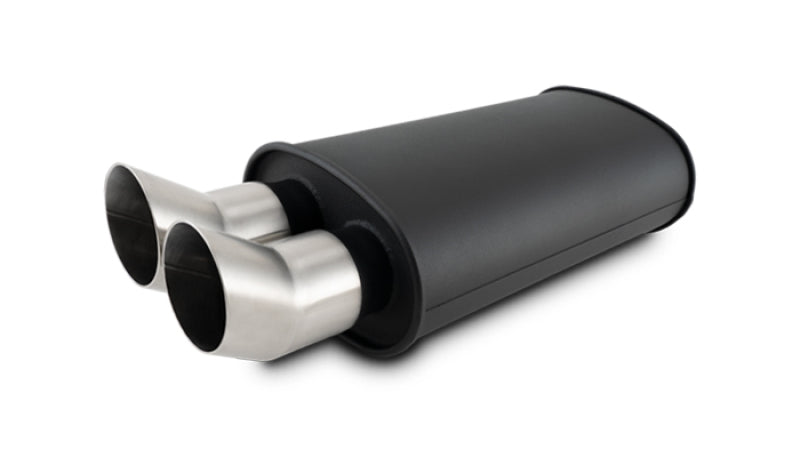 Vibrant 12331 FITS: Flat Blk Muffler 9x5x15in Body 3in Inlet ID 3in Tip OD w/Dual DTM Cut Tips Muffler
