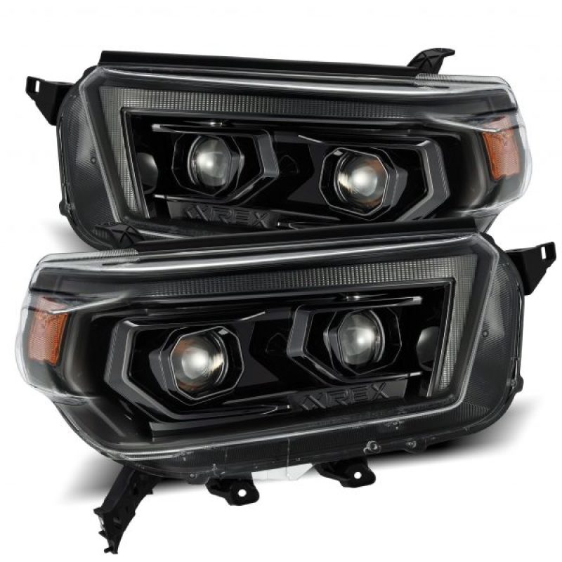 AlphaRex 880756 FITS: 10-13 Toyota 4Runner LUXX LED Proj Headlights Plank Style Alpha Black w/Seq Signal/DRL Headlights
