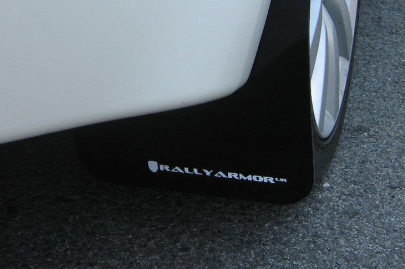 Rally Armor MF10-UR-BLK/WH FITS: 08-17 Mitsubishi EVO X Black UR Mud Flap w/ White Logo Mud Flaps