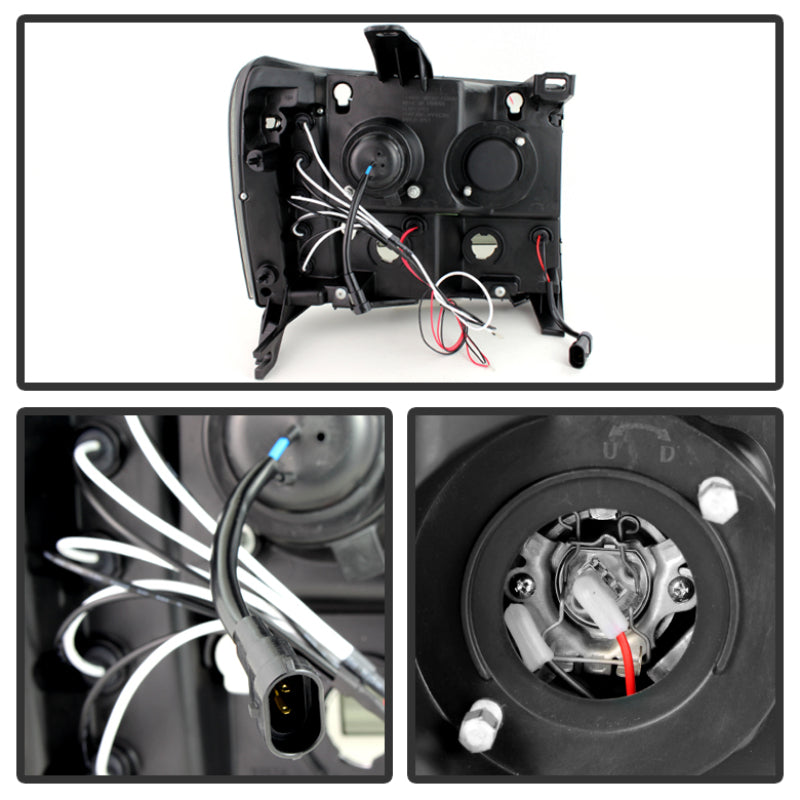 SPYDER 5078506 FITS: GMC Sierra 1500/2500 07-13 Projector Headlights LED Halo- LED Blk Smke PRO-YD-GS07-HL-BSM Headlights
