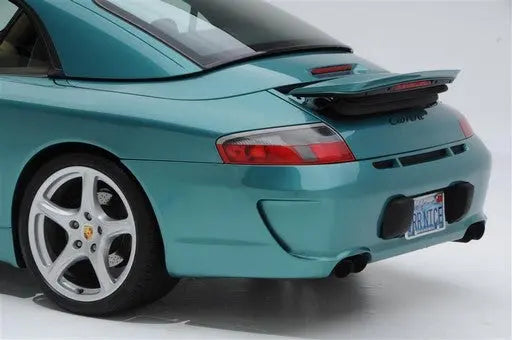 Porsche 996 Carrera small wing spoiler by BetterBodies Motorsport, polyurethane aero upgrade for 1999–2004 models, shown on vehicle.