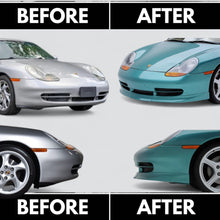 Load image into Gallery viewer, Polyurethane Porsche 996 GT3-style front spoiler lip by BetterBodies Motorsport for 1998–2001 996 models, enhancing aerodynamics and style.