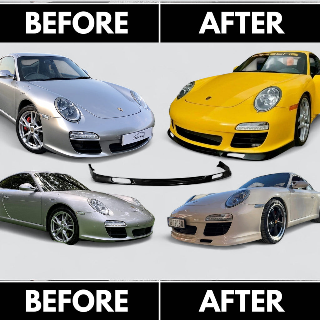 BetterBodies Motorsport polyurethane front lip spoiler for Porsche 997.2 Carrera 2009-2012, racing style front bumper upgrade.