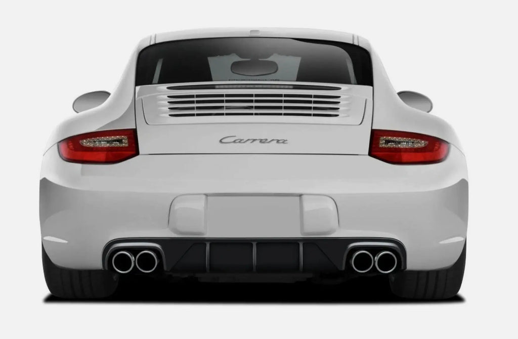 BetterBodies Motorsport polyurethane rear bumper diffuser for Porsche 997.2 RUF/TA style, fits 2009–2012 models, visible in image.
