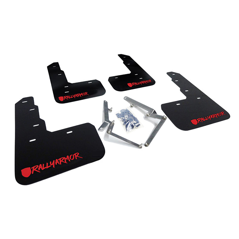 Rally Armor MF47-UR-BLK/RD-X FITS: 17-22 Honda Civic Type R Black Mud Flap Red Altered Font Logo Mud Flaps