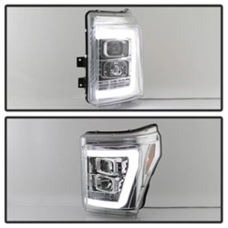 SPYDER 5084705 FITS: 11-16 Ford F-250/F-350 V2 Projector Headlights Light Bar DRL Chrome PRO-YD-FS11V2-LB-C Headlights