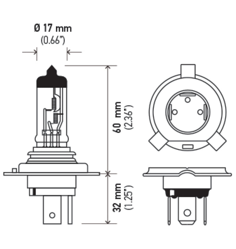 Hella LAH4 130/90W FITS: H4 12V 130/90W Halogen Headlight Bulb Universal Bulbs
