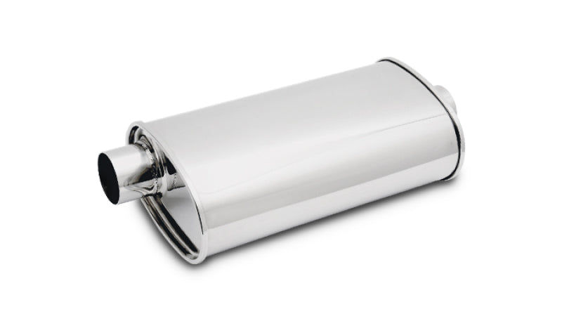 Vibrant 1105 FITS: StreetPower Oval Muff 5in x 9in x 15in long body 2.25in in I.D. x 2.25in out Offset-Center Muffler