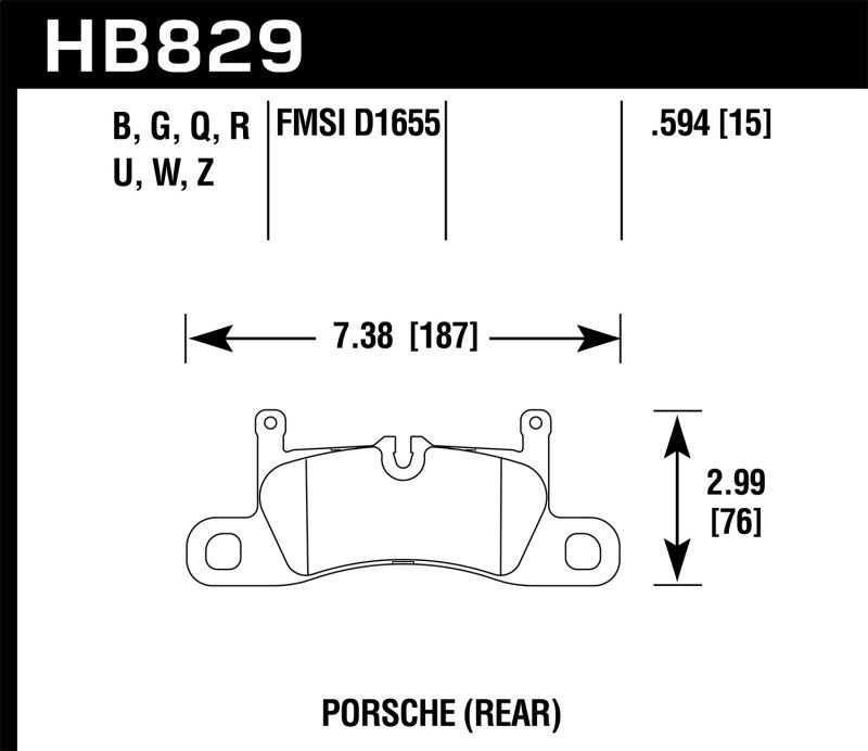 Hawk Performance HB829Z.594 FITS: Hawk 12-17 Porsche 911 Performance Ceramic Street Rear Brake Pads Brake Pads Performance