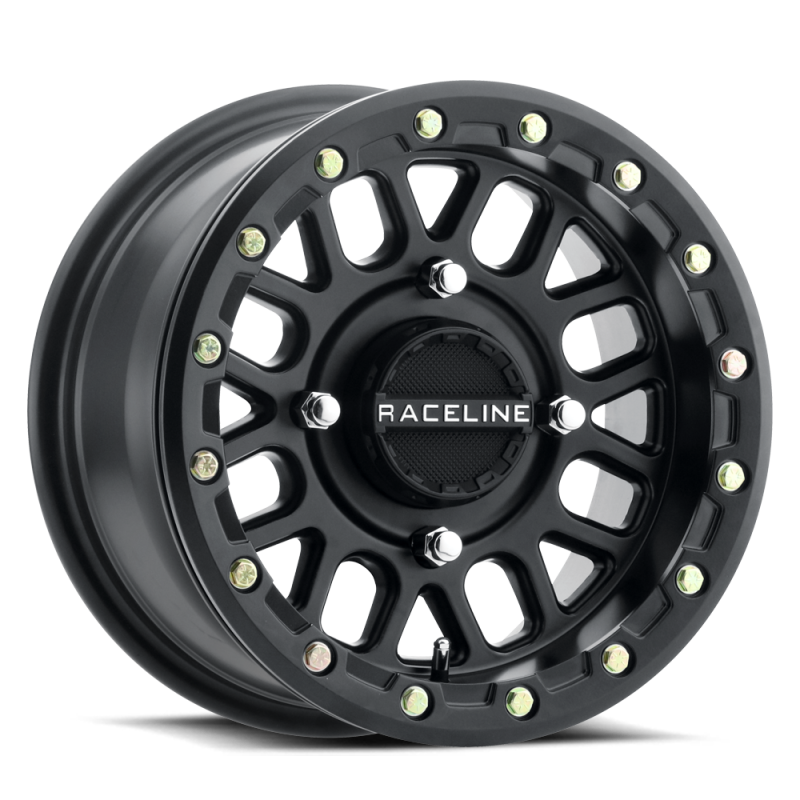 Raceline A93B-56037+40 FITS: A92B Podium 15x6in / 4x137 BP / 40mm Offset / 110.18mm Bore Satin Black Beadlock Wheel Wheels Cast