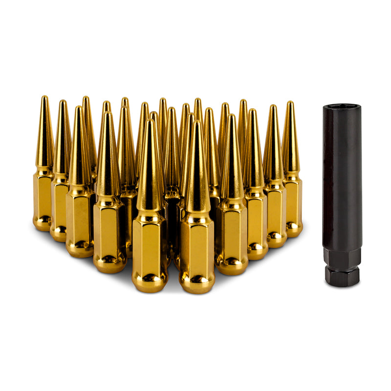 Mishimoto MMLG-SP1415-24GD FITS: Lug Nuts FITS: Lug Nuts FITS: Steel Spiked Lug Nuts M14 x 1.5 24pc Set Gold Lug Nuts