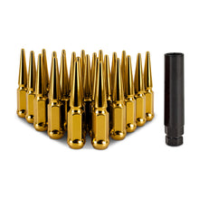 Load image into Gallery viewer, Mishimoto MMLG-SP1415-24GD FITS: Lug Nuts FITS: Lug Nuts FITS: Steel Spiked Lug Nuts M14 x 1.5 24pc Set Gold Lug Nuts