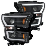 ANZO 111347 FITS: 2015-2016 Ford F-150 Projector Headlights w/ Plank Style Design Black w/ Amber Headlights