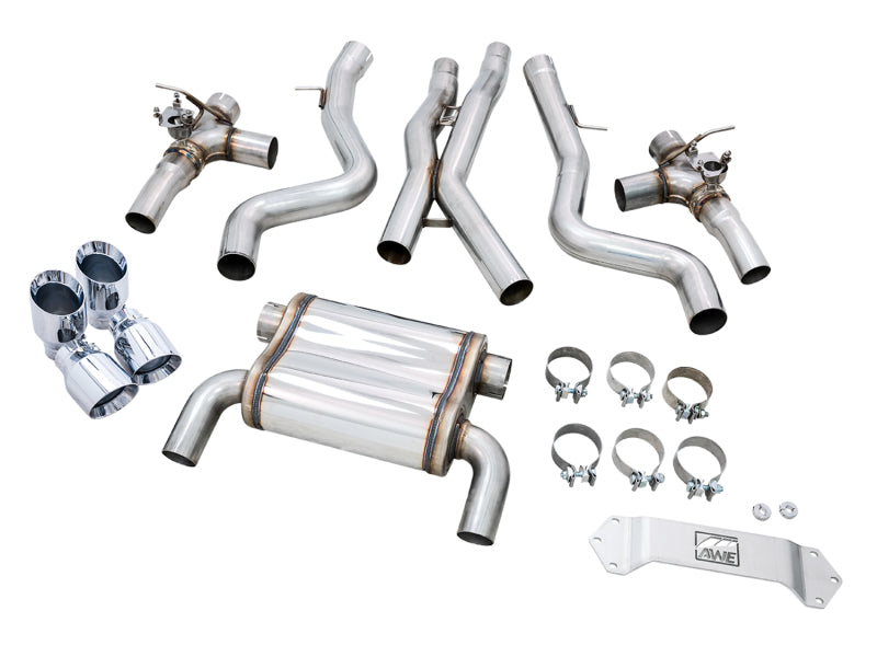 AWE Tuning 3025-42070 FITS: BMW F8X M3/M4 SwitchPath Catback Exhaust Chrome Silver Tips