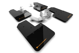 Rally Armor MF85-RR-PL-COR FITS: 21-25 Ford Bronco (Plstc Bmpr + RR NO Rptr/Sprt) Blk Mud Flap w/Cy Orange Logo Mud Flaps