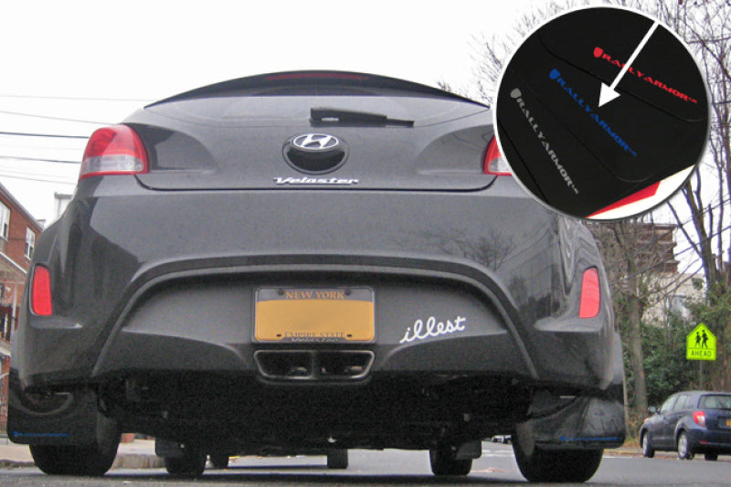 Rally Armor MF24-UR-BLK/BL FITS: 12-18 Hyundai Veloster Black UR Mud Flap w/ Blue Logo Mud Flaps