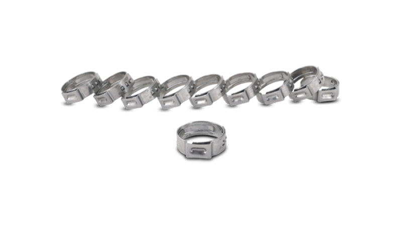 Vibrant 12277 FITS: One Ear Stepless Pinch Clamps 16.0-19.2mm clamping range (Pack of 10) SS 7mm band width Clamps