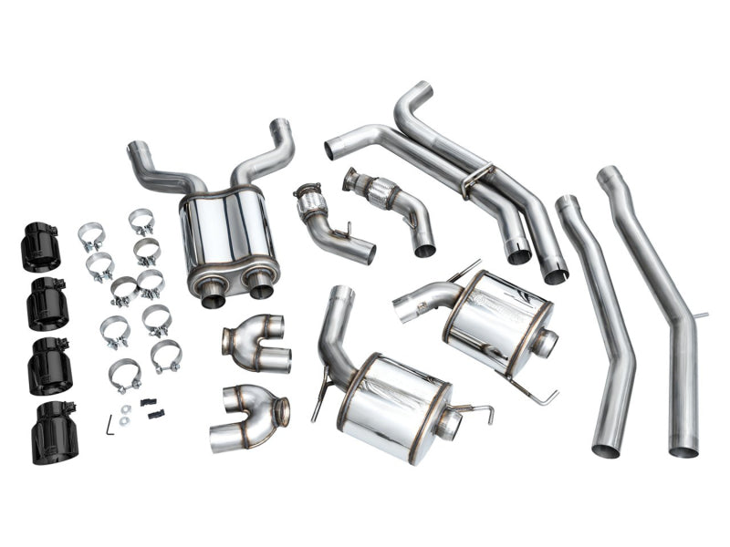 AWE Tuning 3015-43107 FITS: 19-23 Audi C8 S6/S7 2.9T V6 AWD Touring Edition Exhaust Diamond Black Tips Catback