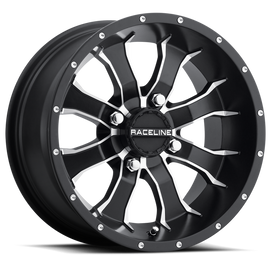 Raceline A7747011-52 FITS: A77 Mamba 14x7in / 4x110 BP / 10mm Offset / 83.8mm Bore Black & Machined Wheel Wheels Cast