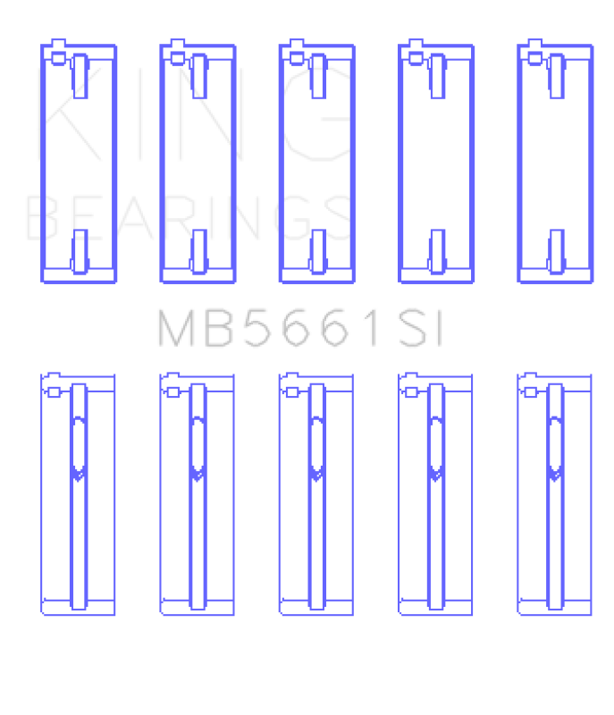 King Engine Bearings MB5661SI FITS: -King Volkswagen AMB/BYK/BBX (Size STD) Silicon Bi-Metal Aluminum Main Bearing Set Bearings