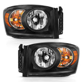 ANZO 111427 FITS: 2006-2009 Dodge Ram 1500 Crystal Headlight Black Amber Headlights