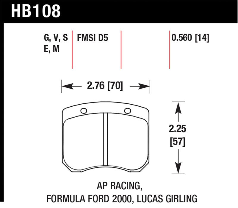 Hawk Performance HB180B.560 FITS: -Hawk 1984-1986 Alfa Romeo GTV-6 2.5 HPS 5.0 Front Brake Pads Brake Pads Performance