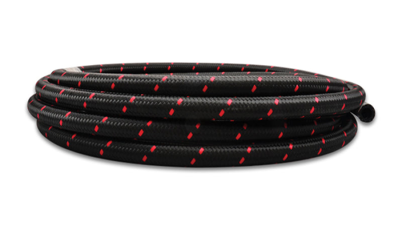 Vibrant 11990R FITS: -10 AN Two-Tone Black/Red Nylon Braided Flex Hose (5 foot roll) Hoses