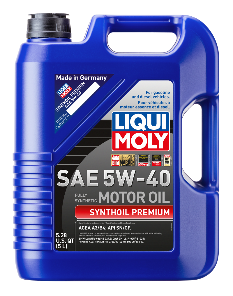 LIQUI MOLY 2041 FITS: 5L Synthoil Premium Motor Oil SAE 5W40 Motor Oils