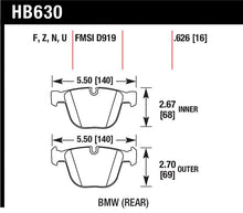 Load image into Gallery viewer, Hawk Performance HB630Z.626 FITS:Hawk 04-10 BMW 535i/545i/550i / 04-10 645Ci/650i/02-09 745i/745Li/750 Perf Ceramic Street Brake Pads Brake Pads Performance
