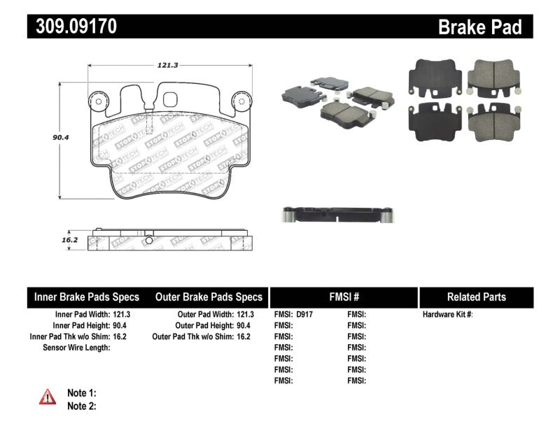 Stoptech 309.09170 FITS:StopTech Performance 00-07 Porsche Boxster S / 06-07 Cayman / 99-05 911 Carrera Front Brake Pads Brake Pads Performance