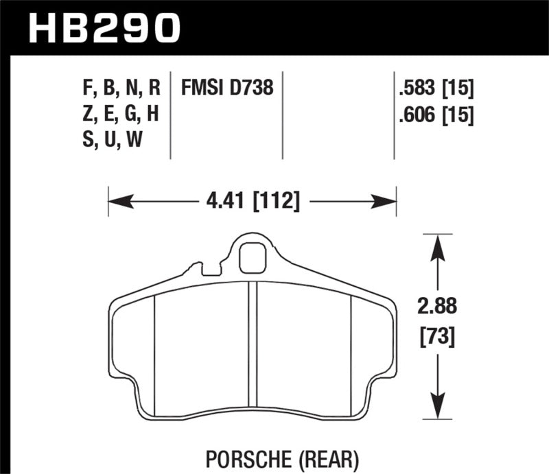 Hawk Performance HB290F.583 FITS: Hawk Porsche HPS Street Rear Brake Pads Brake Pads Performance
