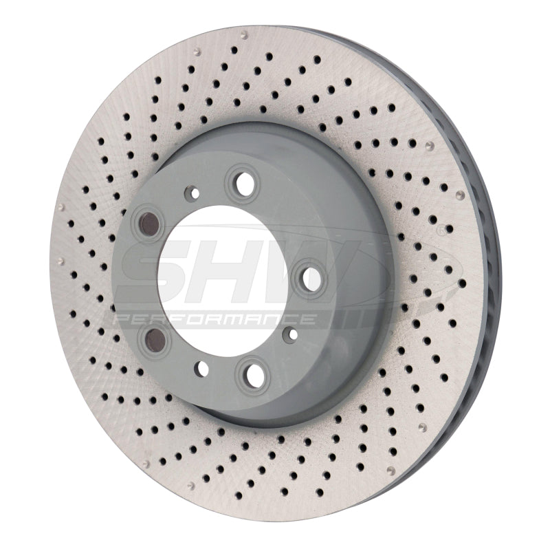 SHW Performance PRL31124 FITS: -SHW 15-16 Porsche 911 Carrera 4 GTS 3.8L w/o Ceramic Brakes Left Rear Drilled-Dimpled MB Brake Rotor Brake Rotors Drilled