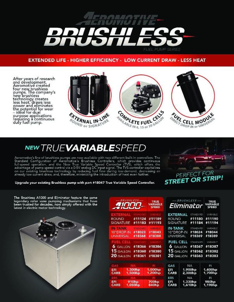 Aeromotive 11183 FITS: A1000 Brushless External In-Line Fuel Pump Fuel Pumps
