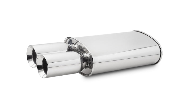 Vibrant 1047 FITS: StreetPower Turbo Oval Muff w/ Dual 3.5in Round Tips Straight Cut Bev Edge 3in inlet I.D. Muffler