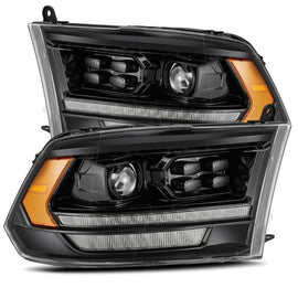 AlphaRex 880524 FITS: 09-18 Dodge Ram 1500HD PRO-Series Proj Headlights Plank Style Alpha Black w/Seq Signal/DRL Headlights