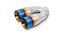 Load image into Gallery viewer, Vibrant 1339B FITS: 2.5in ID Dual 3.5in OD Round SS Tips (Double Wall, Straight Cut) with Burnt Blue Finish Tips