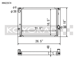 Koyo HH422674 FITS: Radiators FITS: 88-99 BMW 3-Series inc. E36 M3 (MT / 6 Cyl. ONLY) Radiator Radiators