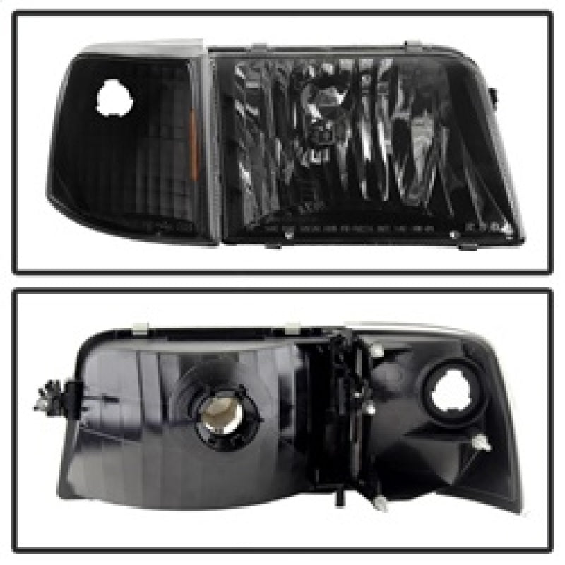 SPYDER 9029363 FITS:xTune Ford Ranger 93-97 Crystal Headlights w/ Corner Lights 4pcs Sets Black HD-JH-FR93-SET-BK Headlights