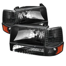 Load image into Gallery viewer, SPYDER 5073136 FITS:xTune Ford F150/Bronco 92-96 Headlights w/Corner Bumper 6pcs Amber- Black HD-JH-FB92-SET-AM-BK Headlights