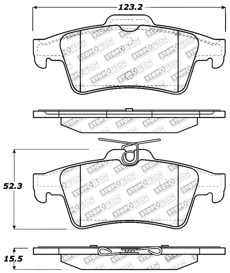 Stoptech 309.10950 FITS:StopTech Performance 07-09 Mazdaspeed3 / 06-07 Mazdaspeed6 / 06-07 Mazda3 Rear Brake Pads Brake Pads Performance